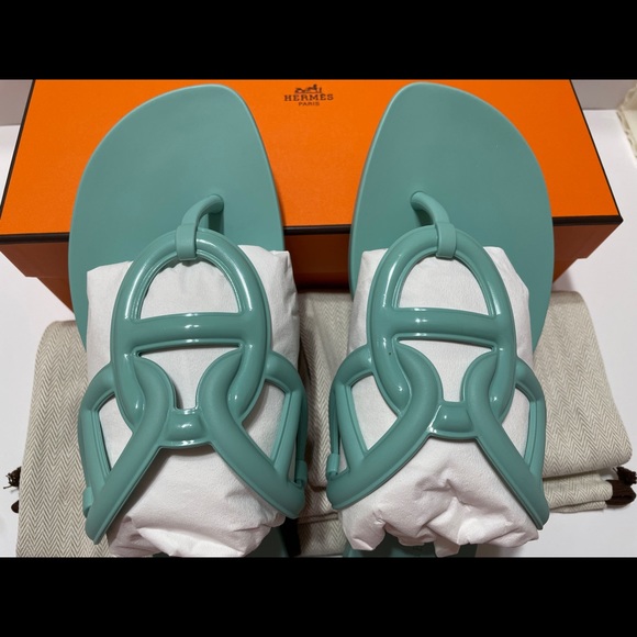Brand new Hermes Egerie Sandals color Vert Embrun size EU 40 - Picture 2 of 6